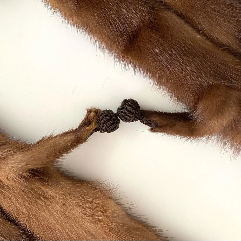 Brown Mink Fur Stole Scarf - Luxe Women's Accessory
